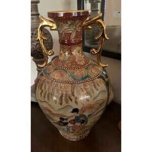 Vintage vase satsuma geisha girl 14”
